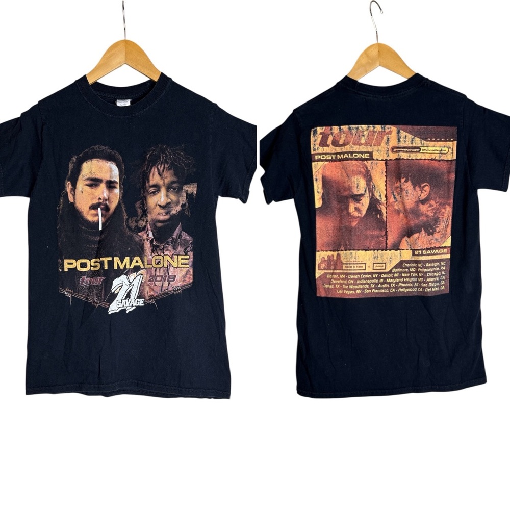 Post Malone and 21 Savage concert tour T-shirt 2018. Sz small - Picture 2 of 8